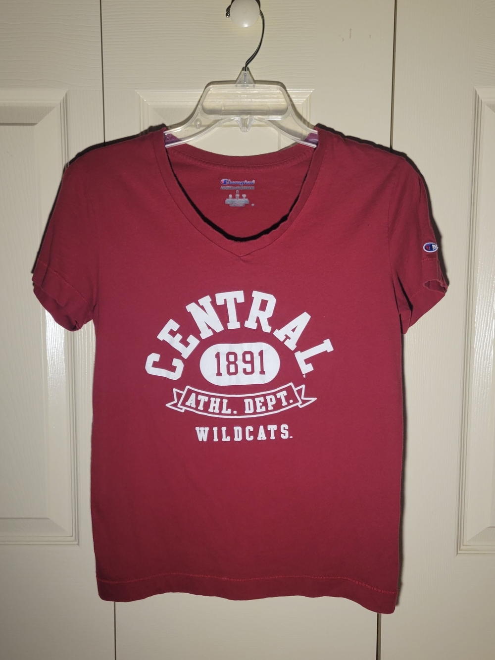 Champion Women's Crimson Central Wildcats V-Neck Tee